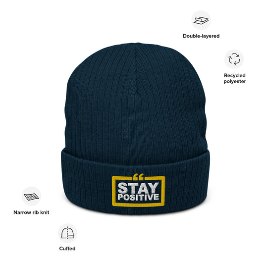 Stay Positive Ribbed knit beanie!