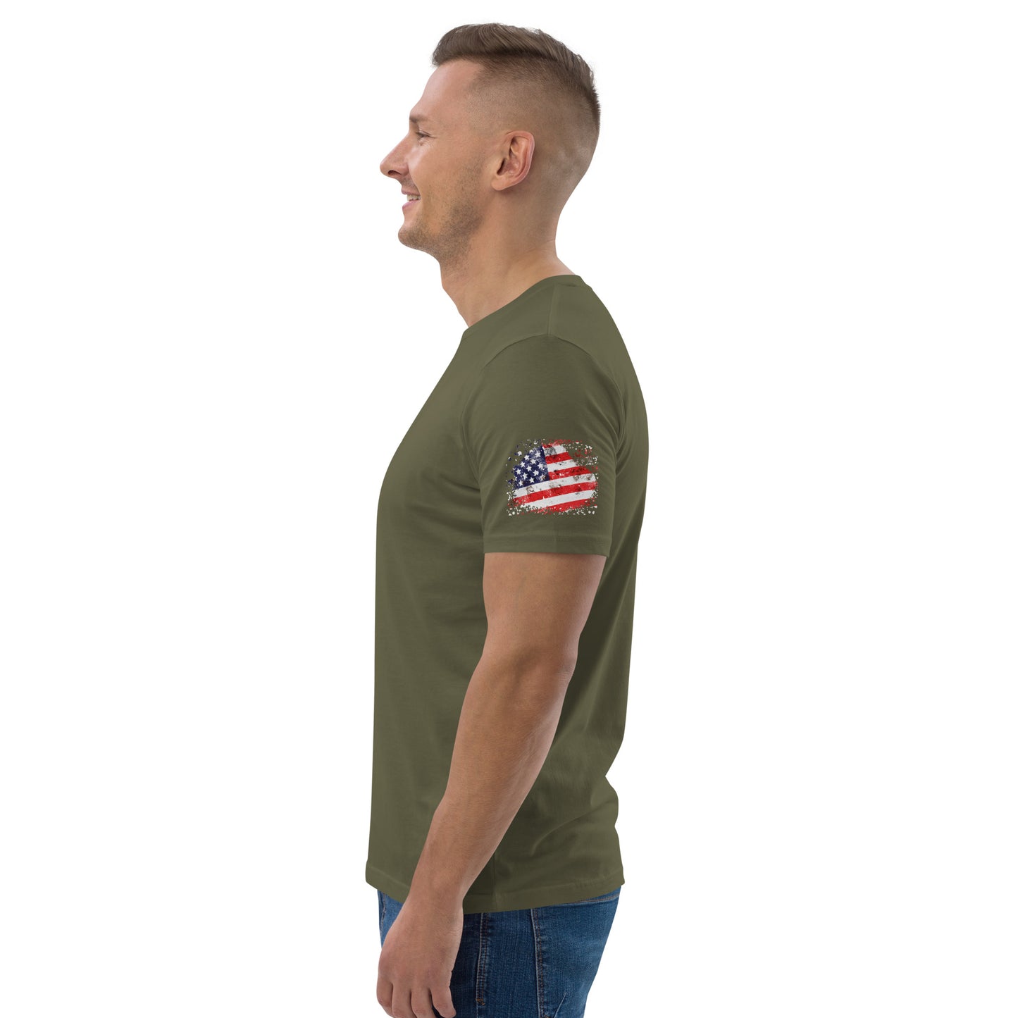 American Jujitsu with American flag on sleeve organic cotton t-shirt!